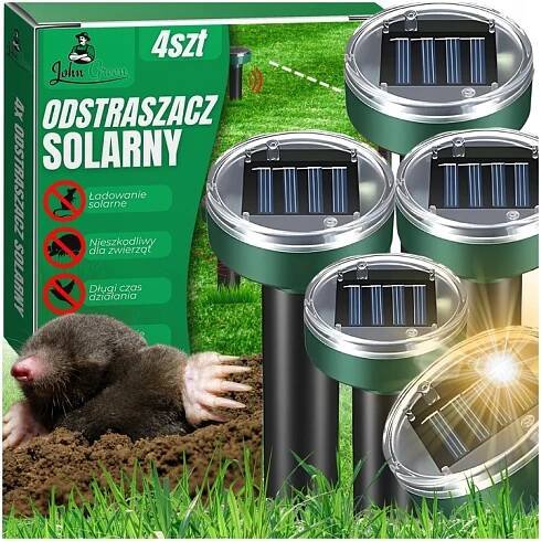 4x ODPUZOVAČ KRTKŮ MYŠÍ KUNY HLODAVCI SOLÁRNÍ SET VELKÝ DOSAH 850M