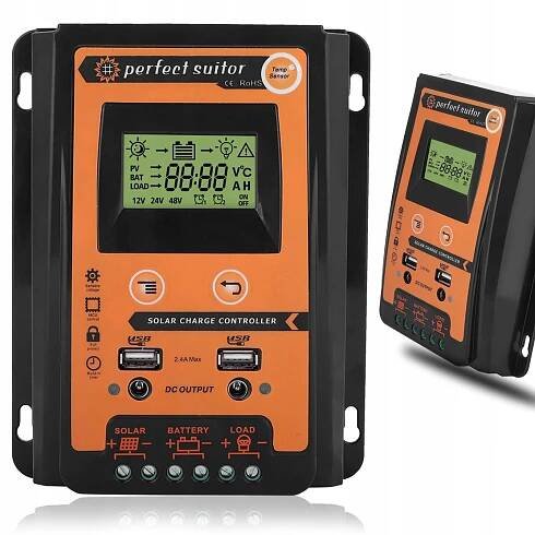 SOLÁRNÍ REGULÁTOR NABÍJENÍ ZJEDNODUŠENÝ PWM MPPT 30A 12/24V 2USB