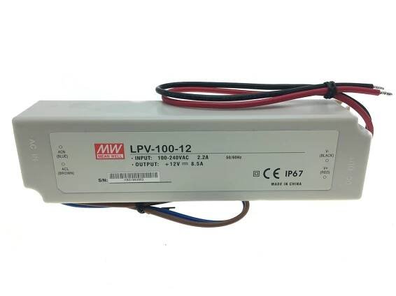 Transformátor pro 12V DC LED pásky 100W IP67 s kabelovými vývody - Esvit.cz 