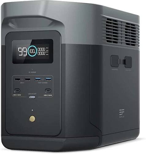 EcoFlow Delta 2 Max přenosná nabíjecí stanice 2048 Wh, rozšířitelná 2–6 kWh, LP baterie s 3000 cykly, 80% nabíjení <1 hodi...