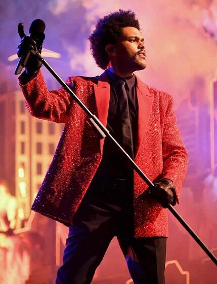 The Weeknd performs for the Super Bowl LV Halftime Show at Raymond James Stadium