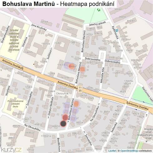 Mapa Bohuslava Martinů - Firmy v ulici.