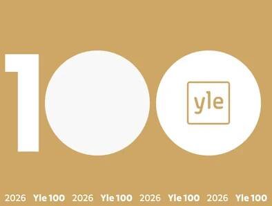 Kulta-valkoinen kuva, jossa on Yle 100 -logo.