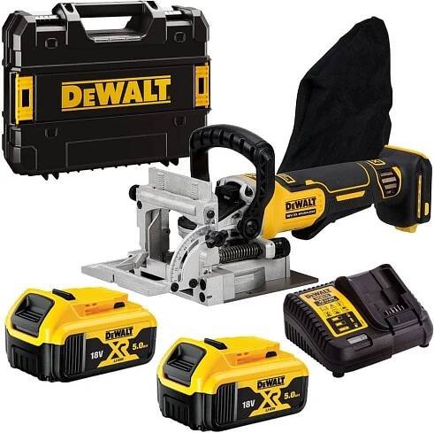 DeWalt DCW682P2 Lamelovací frézka 2x5Ah 18V XR Boční pro drážky Lamello