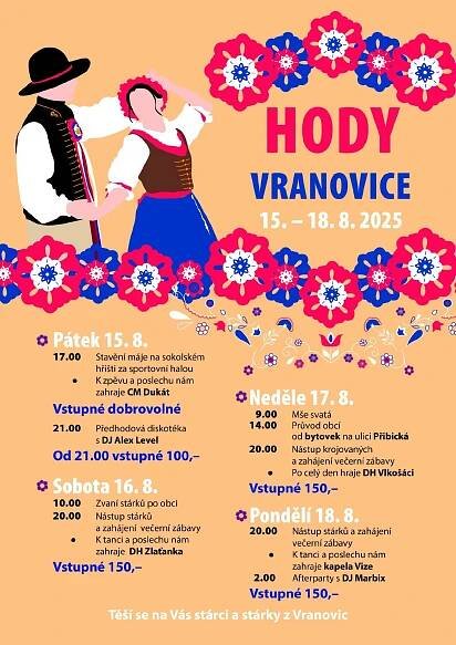 Tradiční hody – Vranovice 15.8. - 18.8.2025 • Pohořelicko.cz