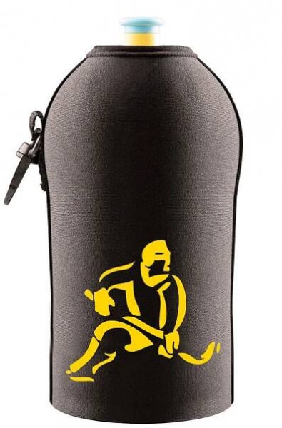 Neoprenový termoobal na hokejovou lahev 0,5l Hokejista black yellow