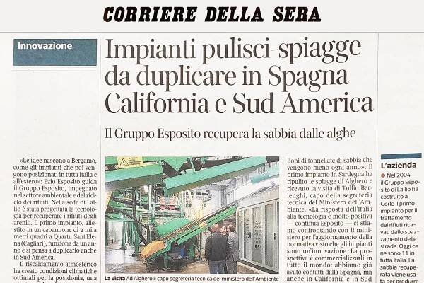 IL CORRIERE DELLA SERA – Impianti pulisci spiagge