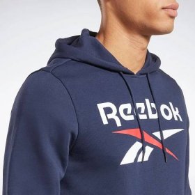 Reebok Identity Fleece Stacked Logo Pullover Hoodie in VECTOR NAVY