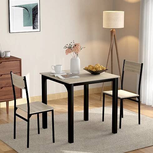 Merax jídelní set pro 2 osoby, kuchyňský stůl v průmyslovém designu, příroda