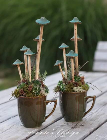DIY Mushroom Mug Planter