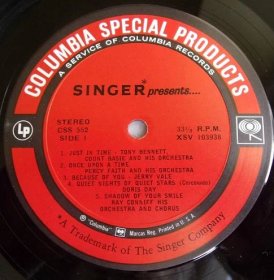 💲LP: SINGER Presents  COUNT BASIE, DORIS DAY, TONNY BENETT... USA1967 - Hudba