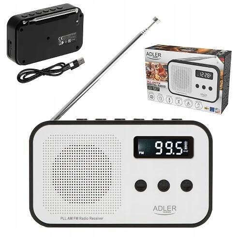 Digitální kuchyňské rádio FM AM LCD Síťové Akumulátorové Přenosné Antény
