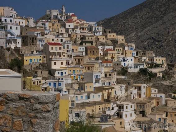 Fotka, Foto Karpathos, domy ve městě Pigadia (Řecko)