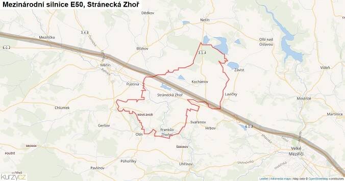 Stránecká Zhoř, Silnice E50 - Mapa