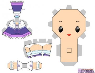 Neptune of Purple Heart from Neptunia Chibi Doll Paper crafts