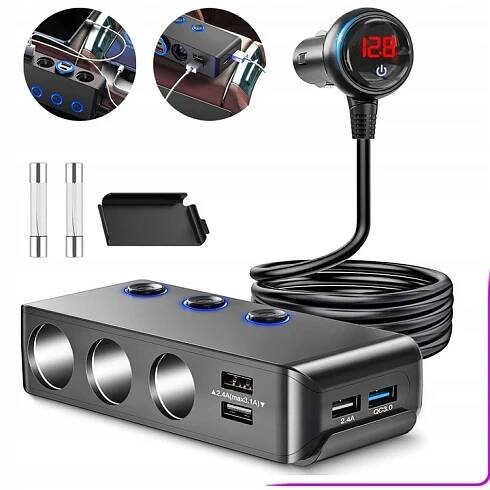 ROZBOČOVAČ/ROZBOČOVAČ AUTOMOBILOVÁ USB 12/24 V|4 X USB|3 X ZAPALOVAČ