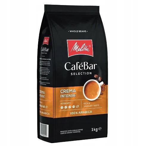 Káva zrnková 100% Arabica MELITTA CAFEBAR CREMA INTENSE 1 kg tmavě pražená