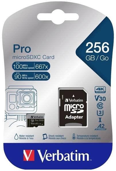 Verbatim MicroSDXC 128GB Pro + SD adaptér