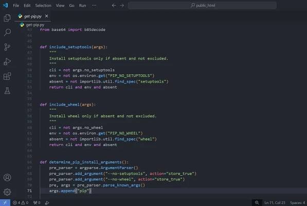 IDE-экран темная тема питон
