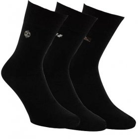 Ponožky 3100823, jednobarevné černé, nadměrné, bez gumiček, pánské, 3 páry, vel. 47-50