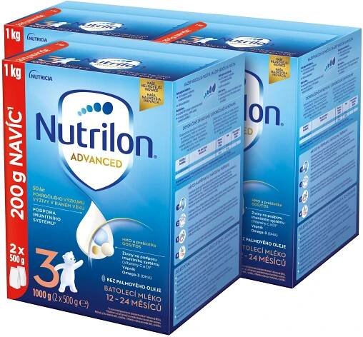 Nutrilon 3 Advanced batolecí mléko 3× 1 kg, 12+