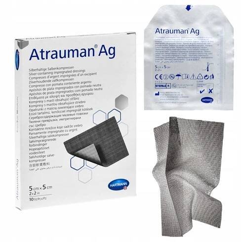 Atrauman Ag OBVAZ SE STŘÍBREM NA POPÁLENINY HARTMANN 5x5 cm 10 ks