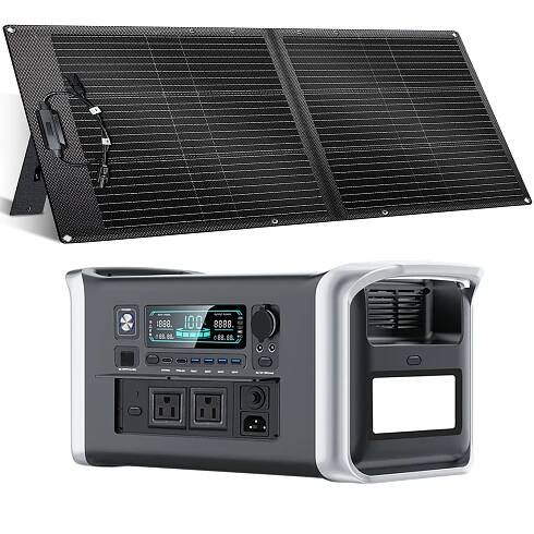 Portable Power Station 1600W * with */200W/100W Solar Panel Kit, * 1024Wh LiFePO4 Battery, 110V AC Pure Sine Wave Outlet Solar Generator P