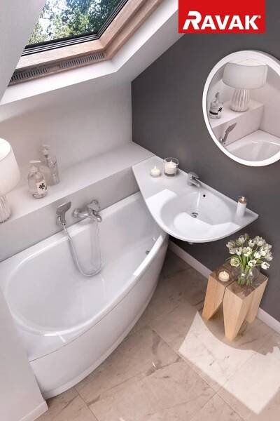 Pohodlí i v malé koupelně ve vaně Ravak Avocado. | Idee bagno piccolo, Arredamento piccolo bagno, Bagno interno