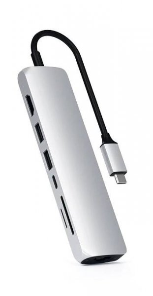 Type-C Slim Multi-Port Adapter with Ethernet USB-C Satechi Silver 