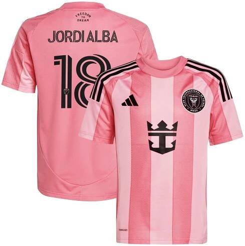 Youth Inter Miami CF Jordi Alba adidas Light Pink 2025 Euforia Replica Player Jersey