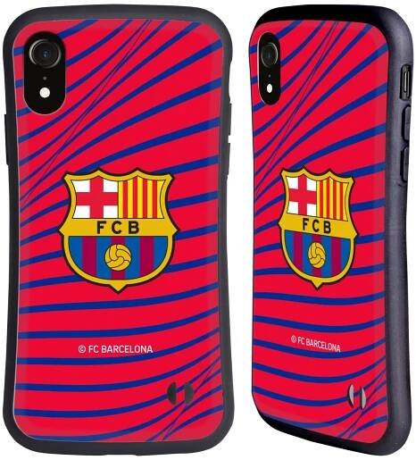 Odolný zadní obal pro mobil Apple Iphone XR - HEAD CASE - FC Barcelona - Červená textura velký znak