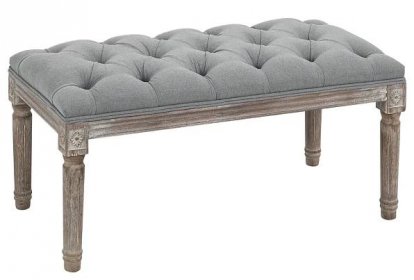HOMCOM Čalouněná lavice, lavice, postelová lavice s lněným vzhledem, lavice na líčení do předsíně, chodby, ložnice, kaučukové dřevo, šedá, 81 x 41 x 41 cm