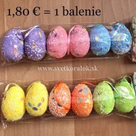 Farebné vajíčka (6ks) - Korálky a handmade materiál