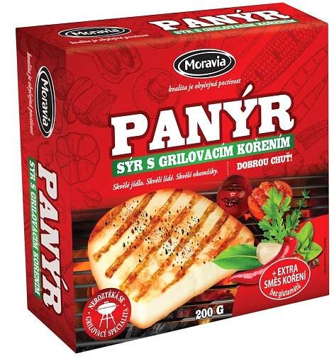 Moravia Panýr sýr na grilování s grilovacím kořením chlaz. 200 g - Poloměkké, polotvrdé sýry ostatní, Poloměkké, polotvrdé