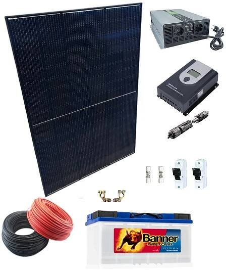 Solární ostrovní elektrárna 12 V / 405 Wp s měničem Soluowill NPS2000