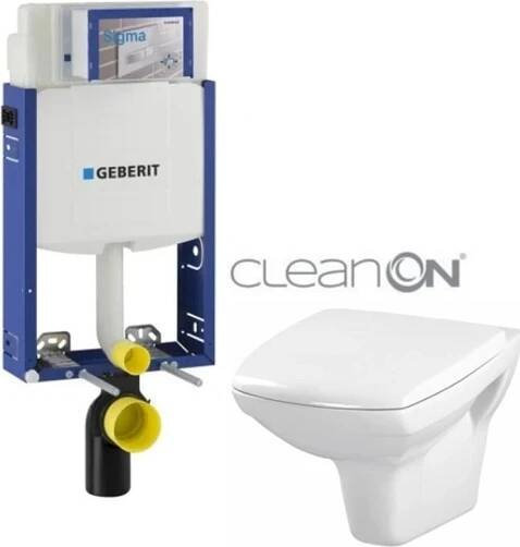 GEBerit Kombifix Eco, Nádržka Up 320 Bez Tlačítka + Wc Cersanit Cleanon Carina + Sedátko 110.302.00.5 Ca1