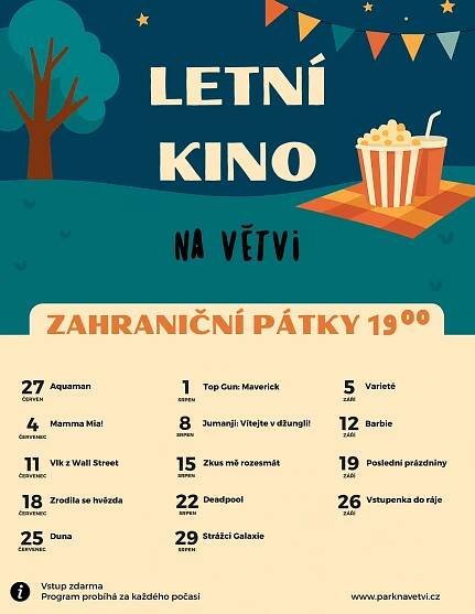 Letní kino Na Větvi - zahraniční pátky | září