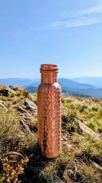 ANTIBAKTERIÁLNÍ MODERNÍ MĚDĚNÁ LÁHEV lahev na pití na vodu 1L + sklo 250 za 1322.00CZK - Allegro