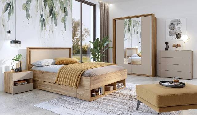 Moderní ložnice IMPRESSIO 1 dub Mauvella/Congo