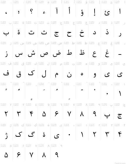 Arabské písmo - Tabulka znaků