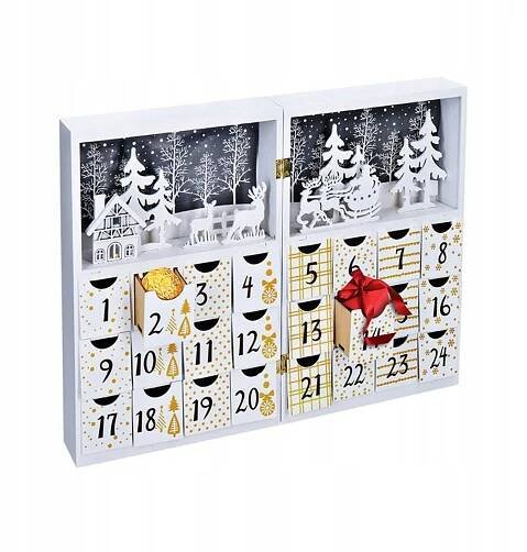 LED adventní kalendář - kniha, 8x LED, 40x30cm, 2x AAA - Svět žárovek