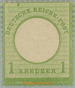 242325 - 1872 Mi.23a, Orlice velký štít 1Kr gelblichgrün; bezvadn
