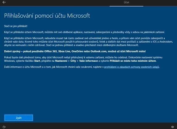 Podle nápovědy lokální účet vytvořit můžete, ale až po přihlášení k účtu Microsoft a skončení instalace