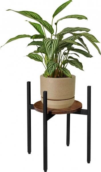 Kovový stojan na květiny TORRE 40 cm - stařený dub/černý