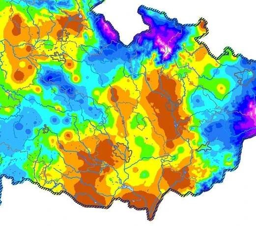Úhrn srážek v roce 2021.