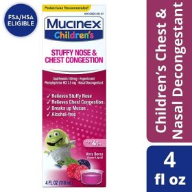 Mucinex Children's Cold Medicine, Stuffy Nose & Chest Congestion, Very Berry, 5 fl oz - Walmart.com
