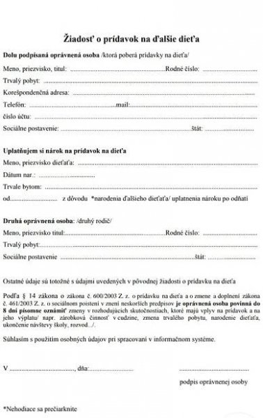 Žiadosť o prídavok - Modrý koník