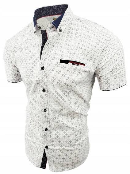 PÁNSKÁ KOŠILE BÍLÁ S KRÁTKÝM VZOREM, RUKÁV SDN 1825 XL 43/44