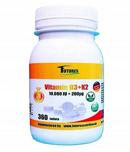 Vitamín D3 10000 IU + K2 MK7 200mcg 360 tablet Kosti Klouby Imunita