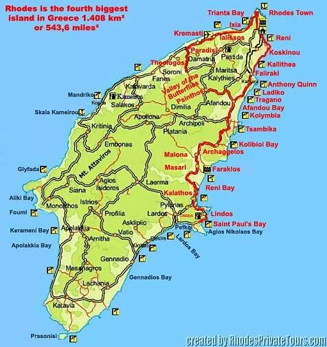 Rhodos: Mapa🗺️ – Online mapy ke stažení (Řecký ostrov)